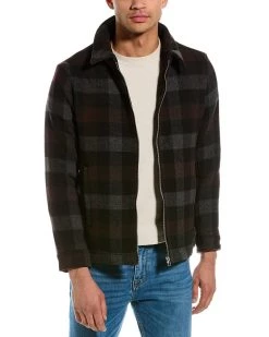 Cheapest 👍 men Magaschoni Convertible Collar Plaid Wool-Blend Jacket 💯