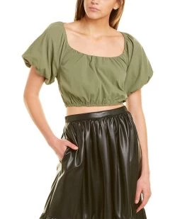 Hot Sale ๐ women Botanik Studio Puff Sleeve Crop Top โ๏ธ