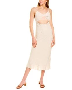 Brand new 🎁 women DESTINAIRE Cutout Linen-Blend Maxi 👗 Dress ✔️